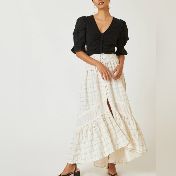 Anthropologie Dreamy Ruched Ruffle White Top Size 1X - Picture 9 of 9